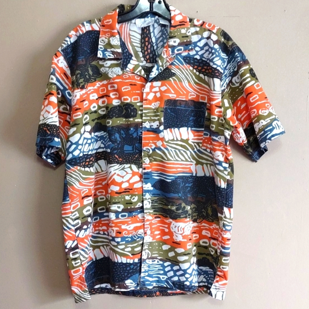 Rep'age vtg 80's funky graphic print shirt,sz 2XL